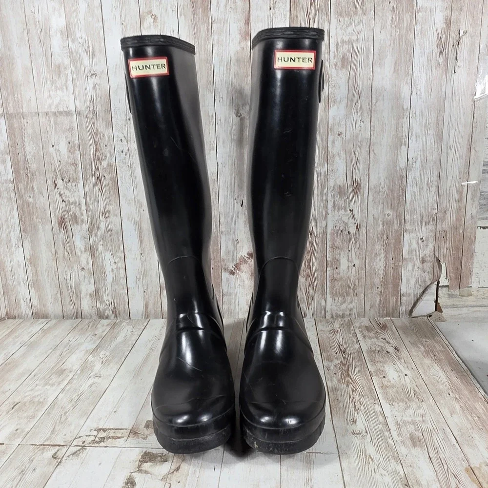 Hunter Original Tall Black Rubber Rain Boots Womens Size 9 Waterproof Wellies